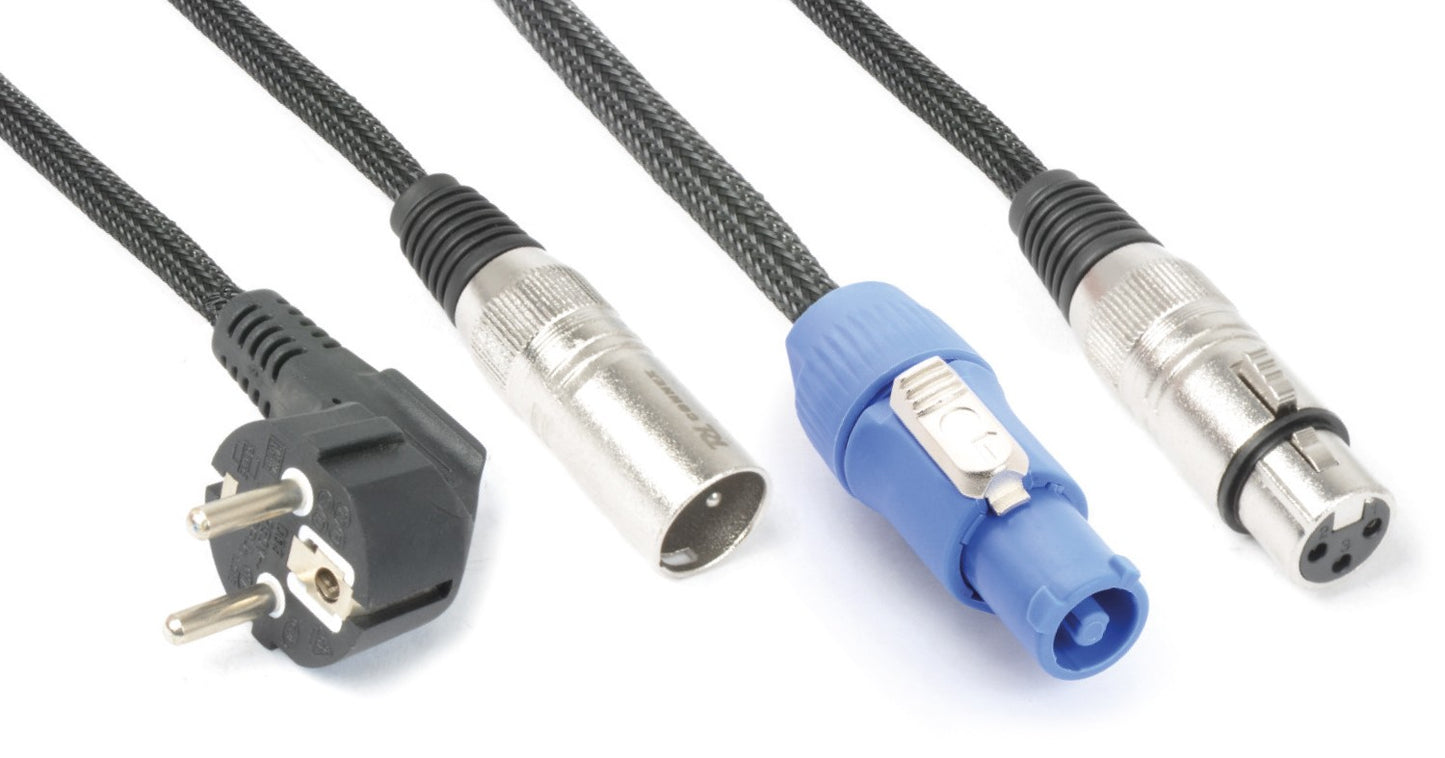 CX08-10 LICHT COMBIKABEL SCHUKO - XLR M / POWERCONNECTOR A - XLR F 10M