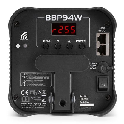 BeamZ BBP94W BATTERY UPLIGHT PAR 4X 12W WDMX