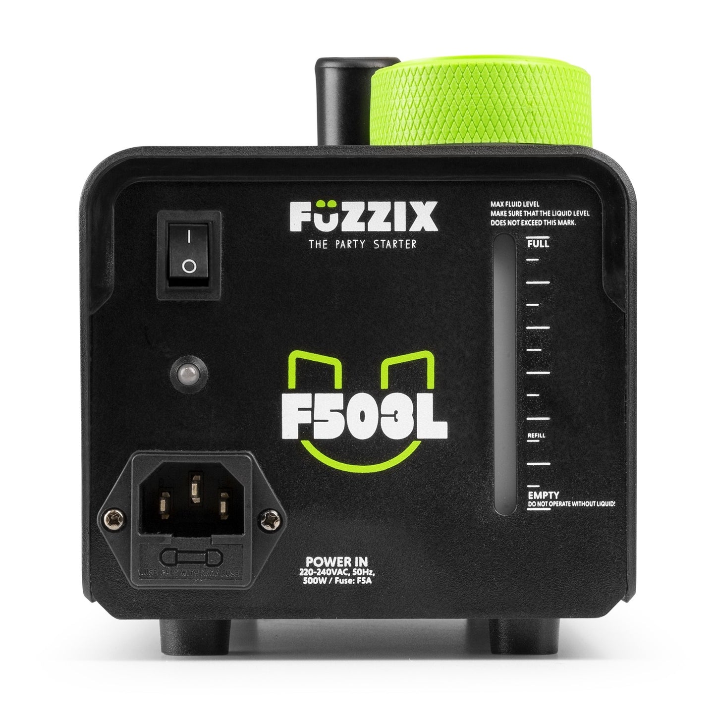 Fuzzix F503L rookmachine 500 Watt - 3 RGB LEDs - draadloze afstandsbediening - incl 250ml rookvloeistof