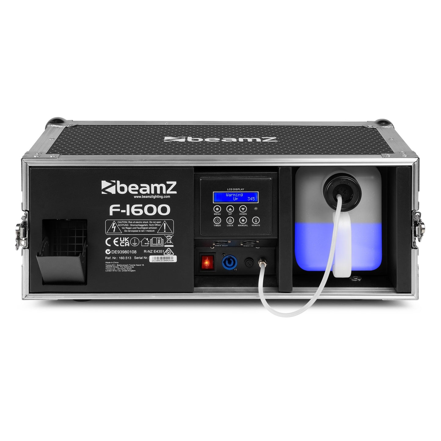 Retourdeal - BeamZ F1600 Pro Faze DMX fazer rookmachine in flightcase - 1600W