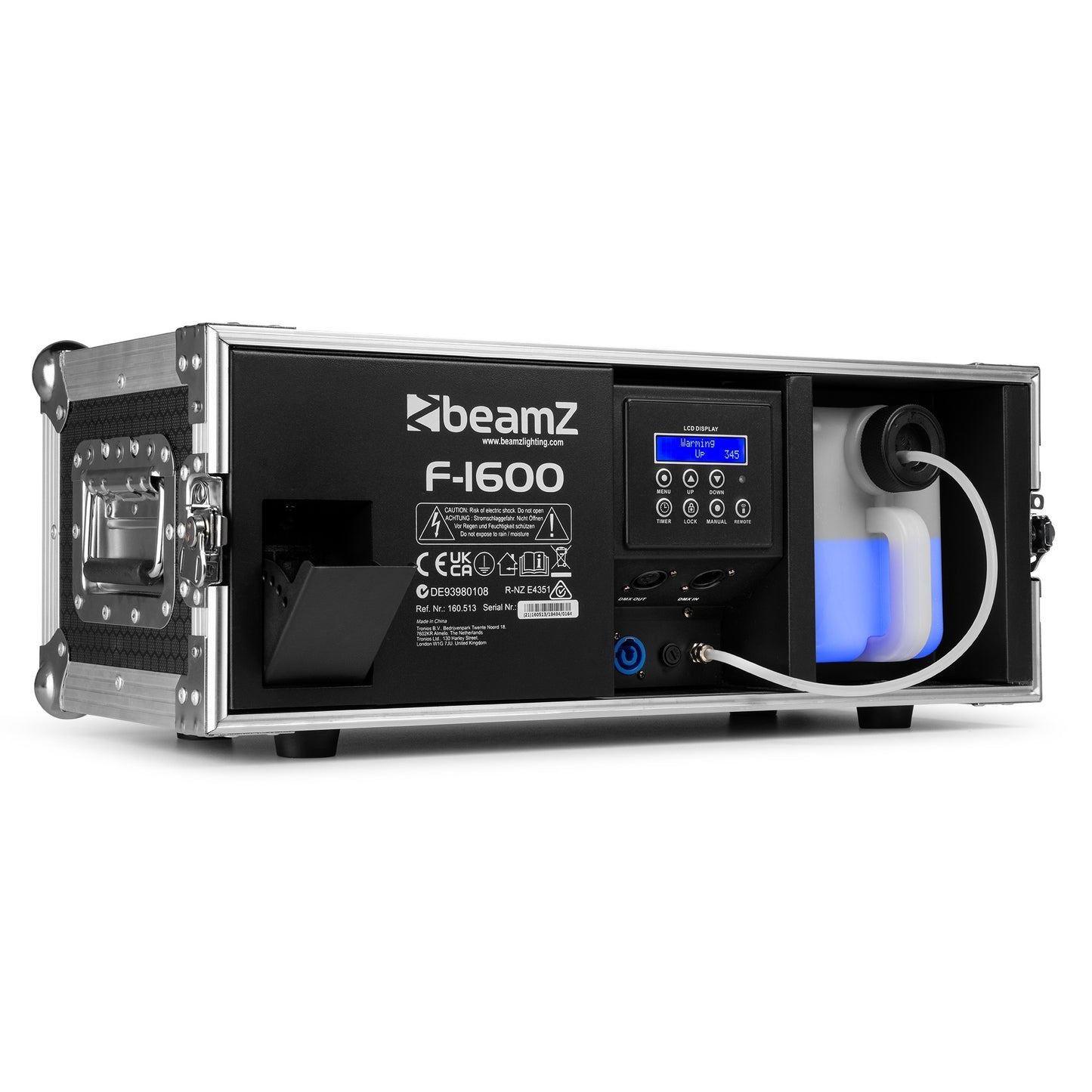 Retourdeal - BeamZ F1600 Pro Faze DMX fazer rookmachine in flightcase - 1600W