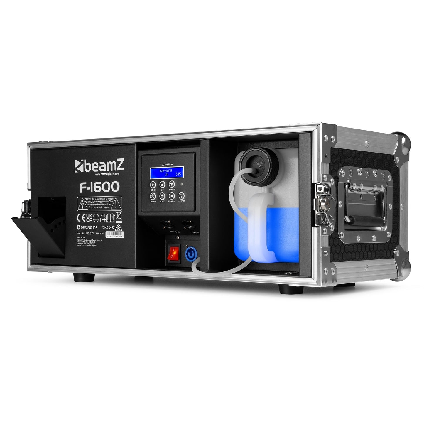 Retourdeal - BeamZ F1600 Pro Faze DMX fazer rookmachine in flightcase - 1600W