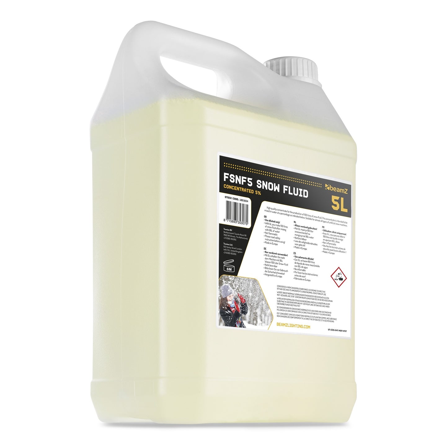 BeamZ 5 liter sneeuwvloeistof concentraat 5% - Voor sneeuwmachines