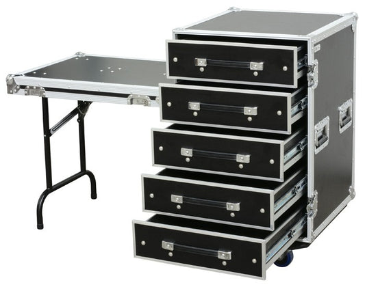 PD-FA6 5 Drawer 3U Engineer Flightcase + Table