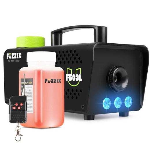 Fuzzix F503L rookmachine 500 Watt - 3 RGB LEDs - draadloze afstandsbediening - incl 250ml rookvloeistof